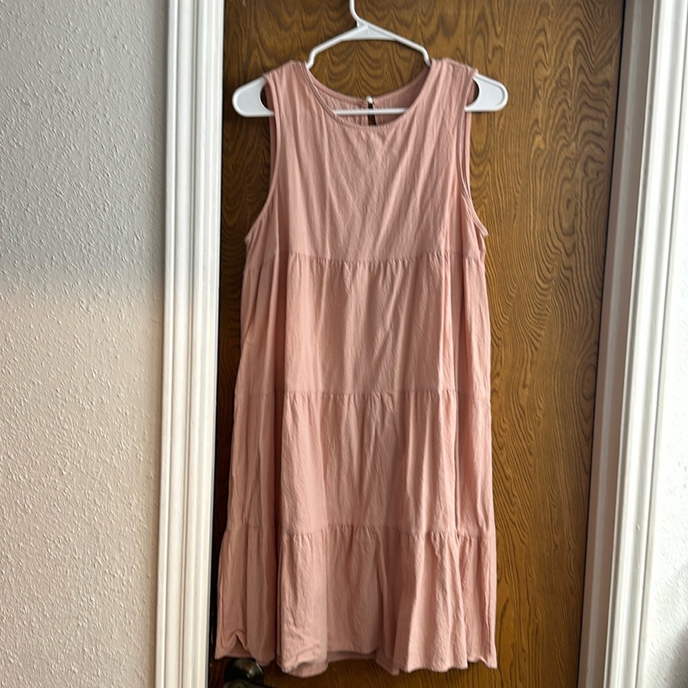 Pink Tiered Sleeveless Dress